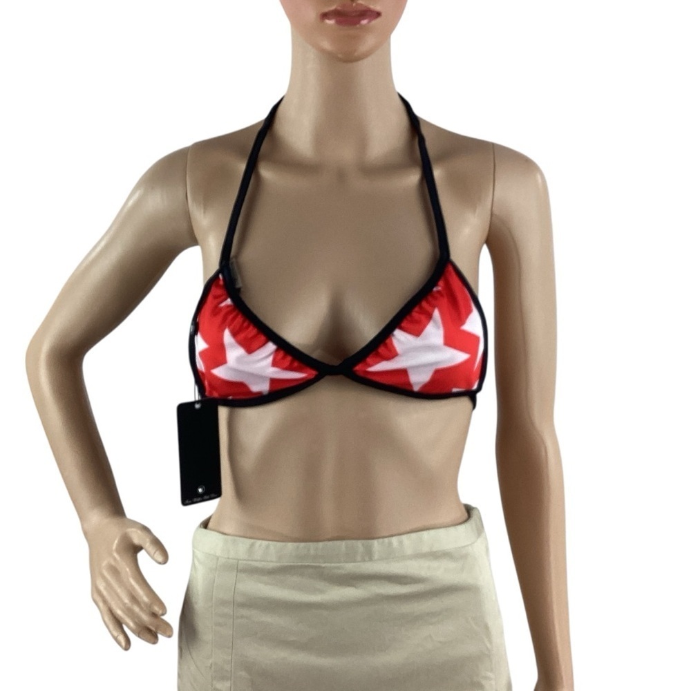 Wildfox 80s Stars Reversible Triangle Bikini Top Red Blue Size S